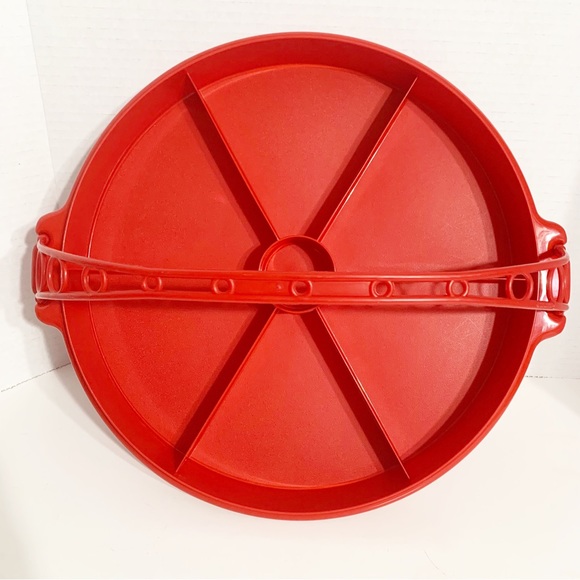 Vintage Tupperware 6 Sections Divided Party Susan Serving Relish Carrier Handle - Picture 8 of 13